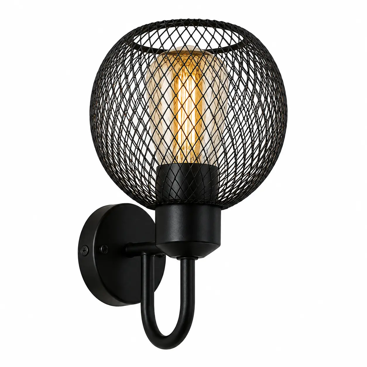 Applique Globe Grillagé KJBD-338 — Noir mat